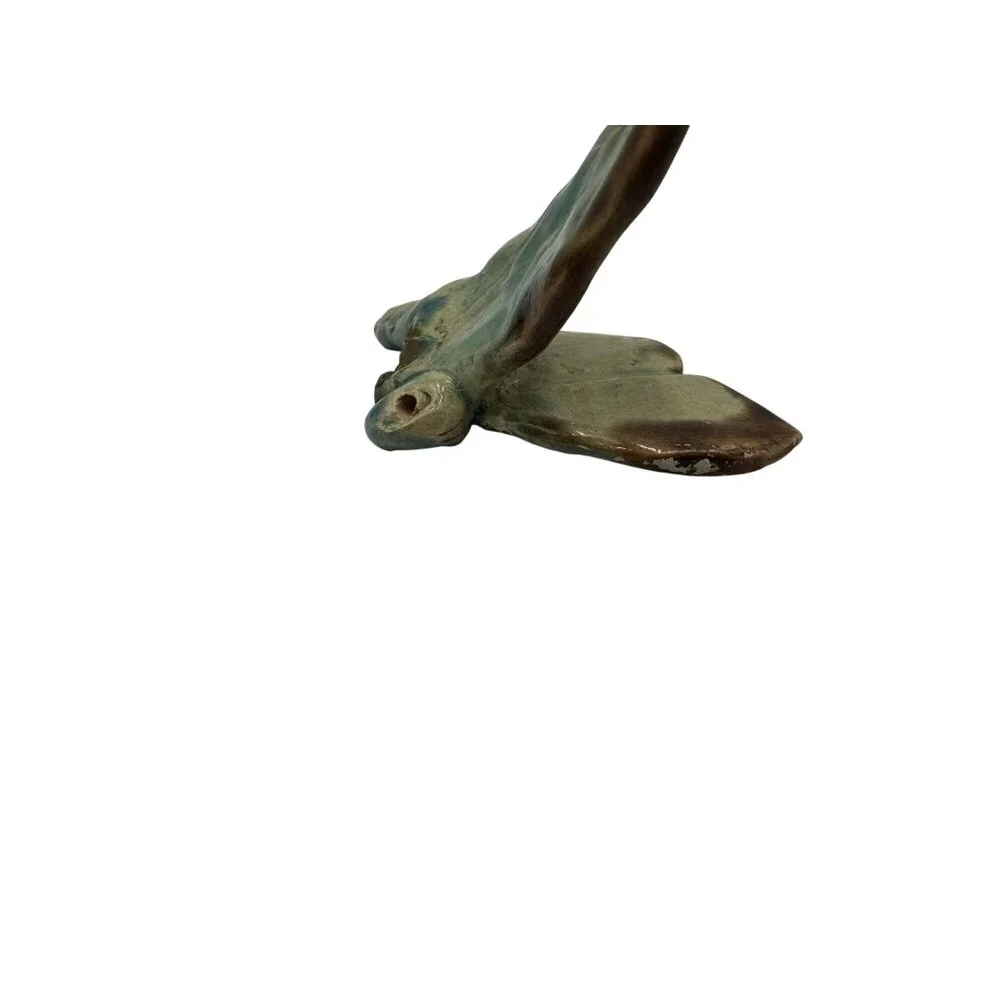 Vintage Handcrafted Ceramic Dragonfly Figurine Abstract Design Blue/Brown Glazed